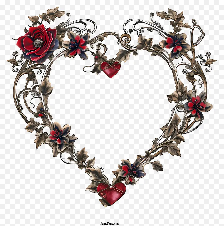 Valentine Quadro，Coroa Floral Em Forma De Coração PNG
