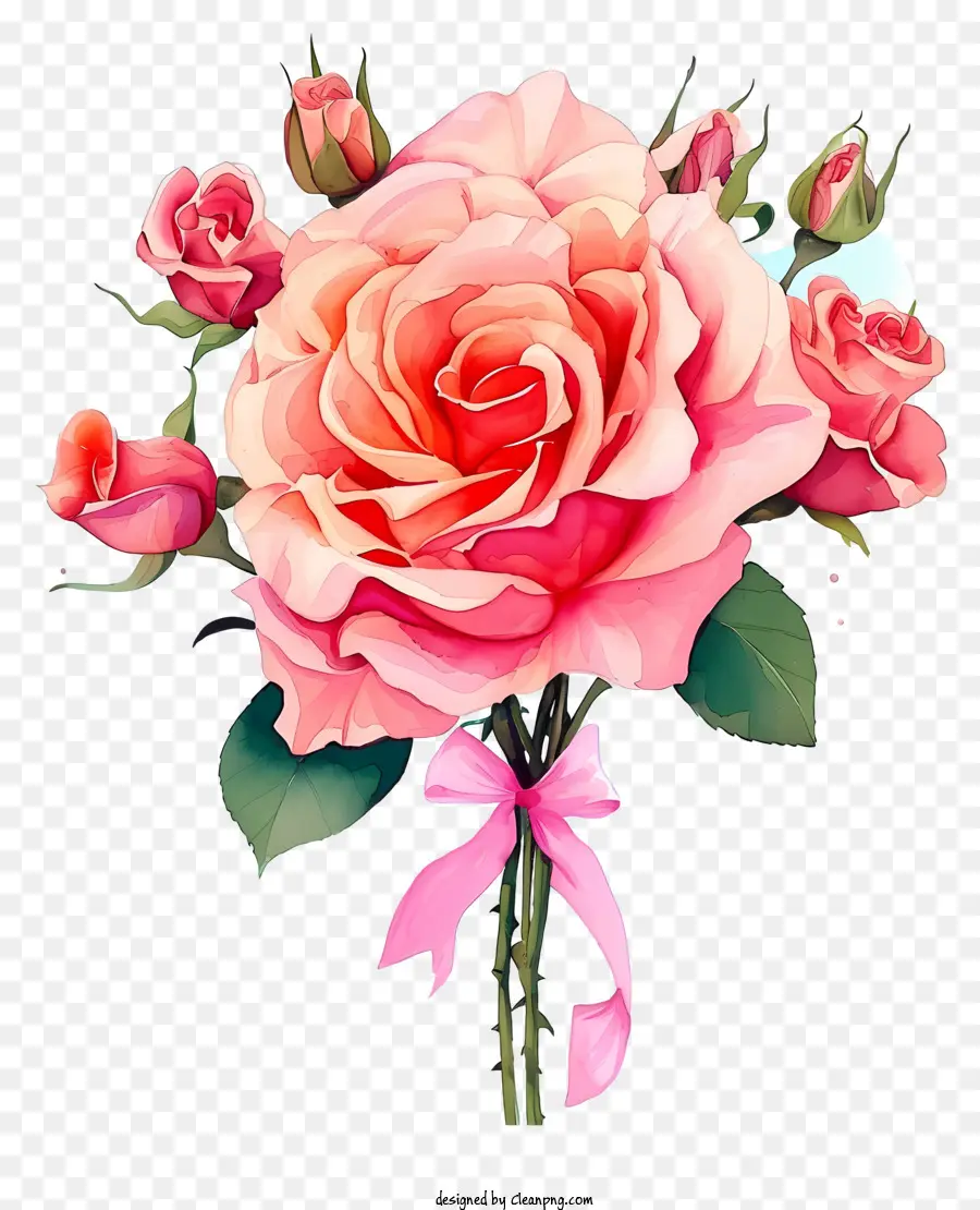 A Aquarela Valentine Rose，Rosas Cor De Rosa PNG