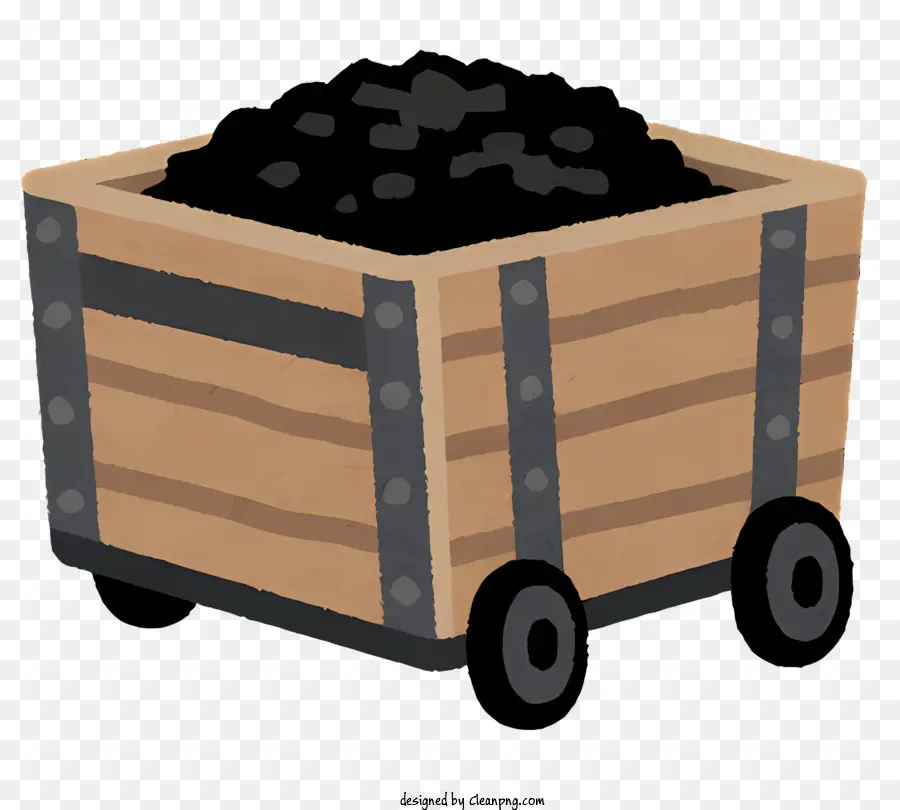 Wooden Box，Carvão Preto PNG