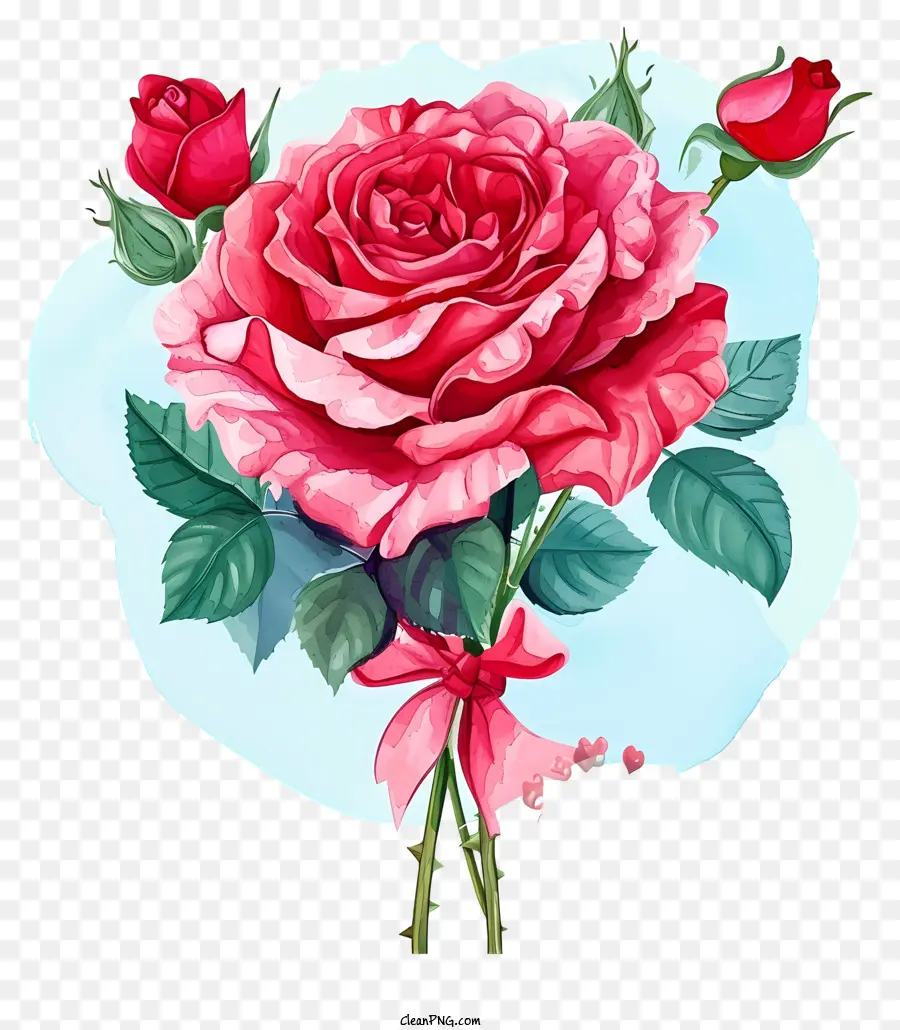 A Aquarela Valentine Rose，Rosas Vermelhas PNG