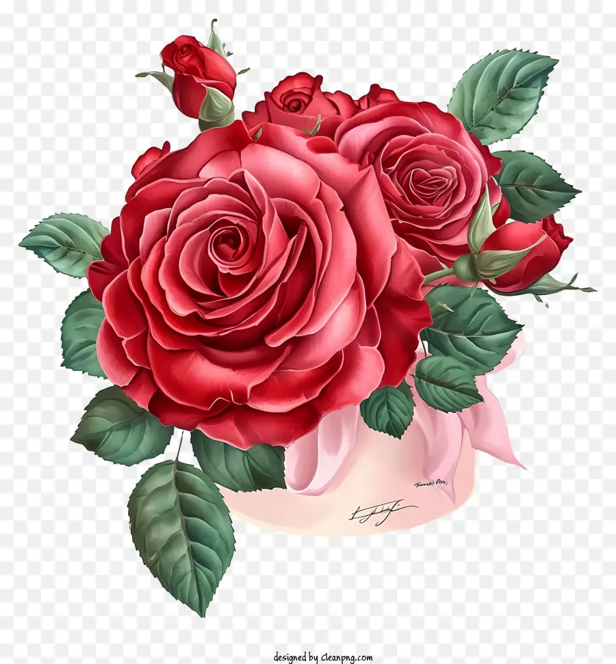 Valentine Rose Floral Art，Rosas Vermelhas PNG