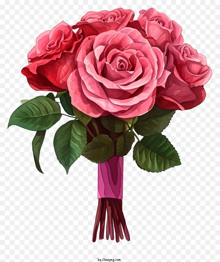 A Aquarela Valentine Rose，Buquê PNG