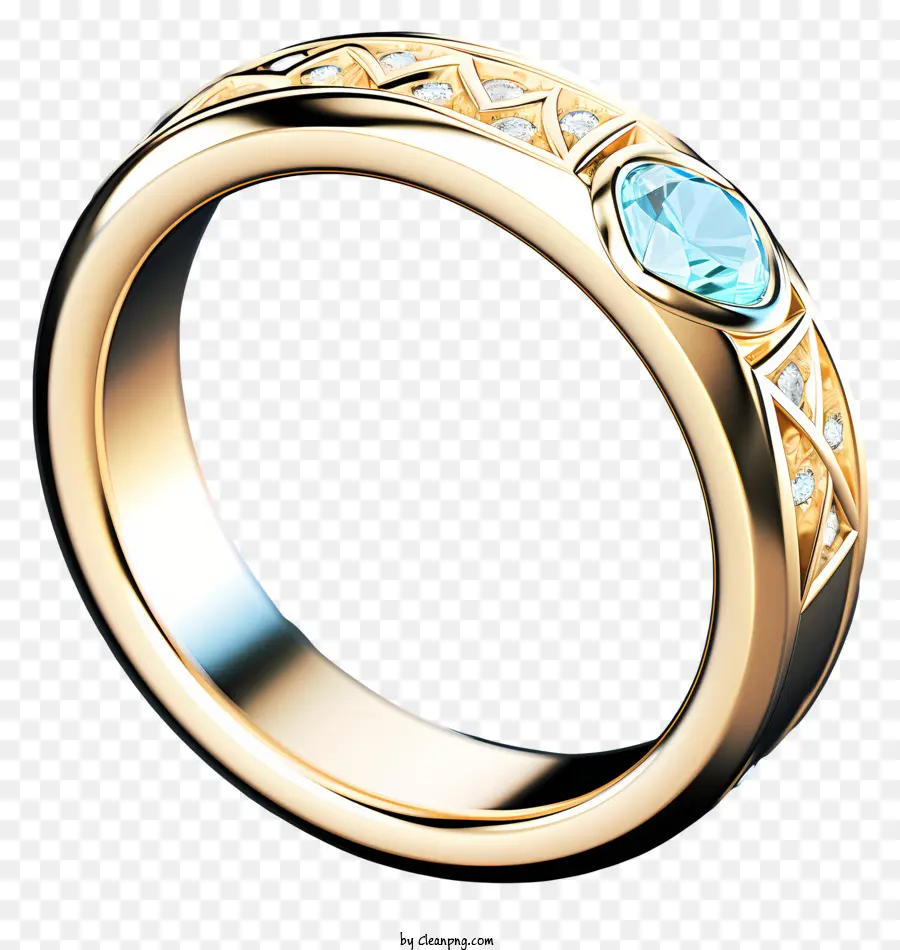 Anel De Casamento Realista Em Estilo 3d，Ouro Anel De Casamento PNG