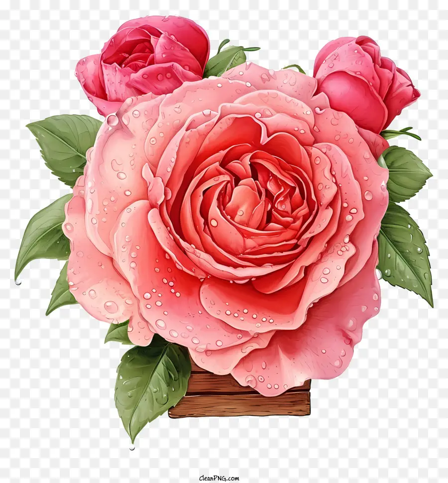 Valentine Rose Floral Art，Rosa Cor De Rosa PNG