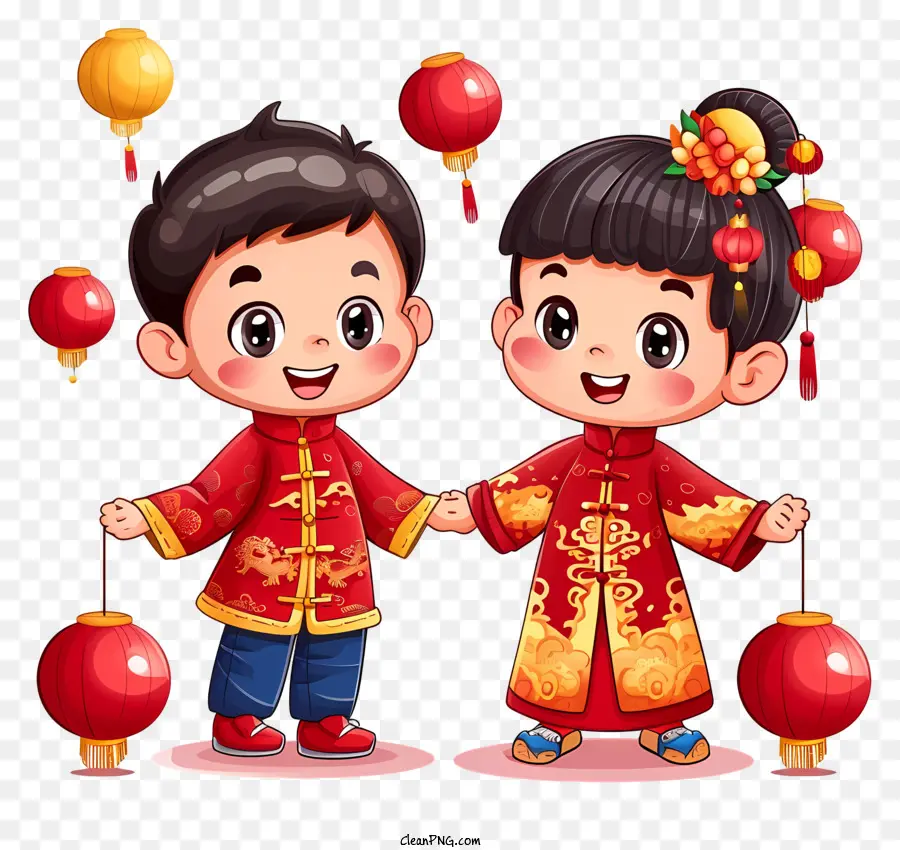 Ano Novo Chinês，Roupas Chinesas Tradicionais PNG