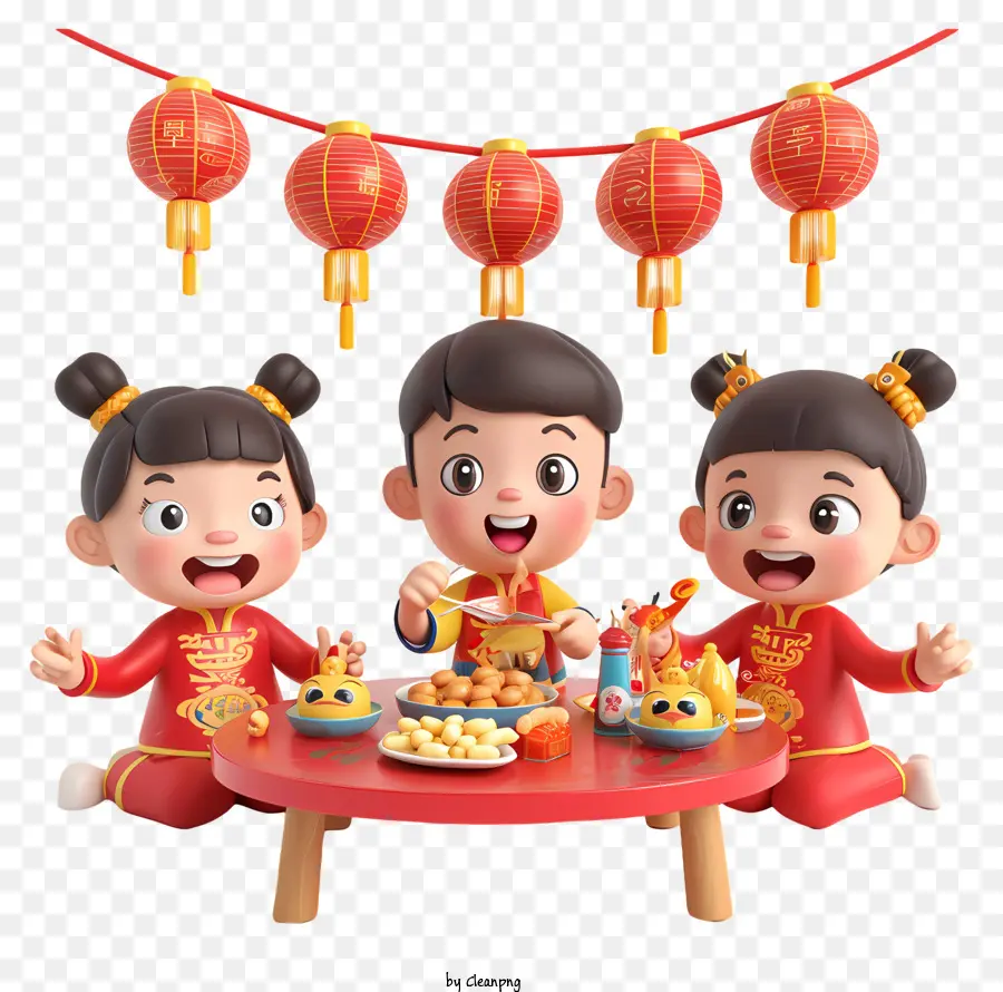 Ano Novo Chinês，Ilustração 3d PNG