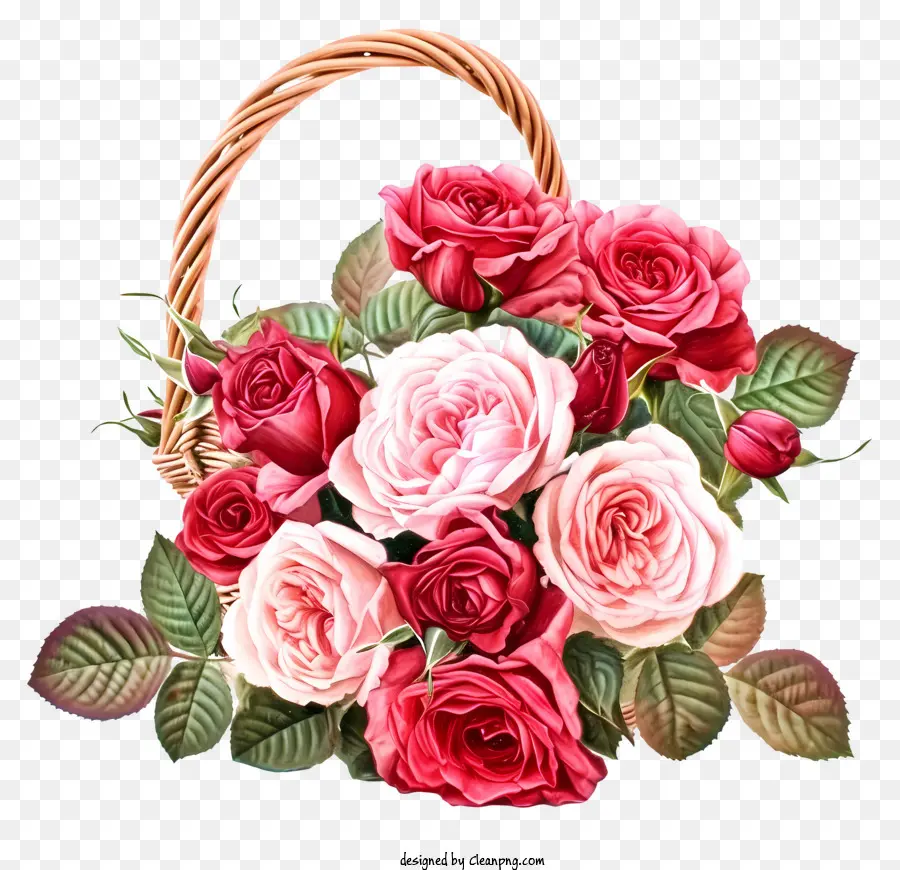 Valentine Rose Bunch Floral Art，Cesta De Rosas PNG