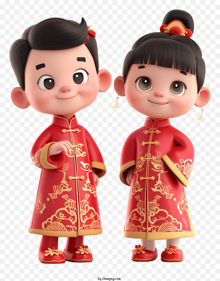 Ano Novo Chinês，Vestido Chinês Tradicional PNG