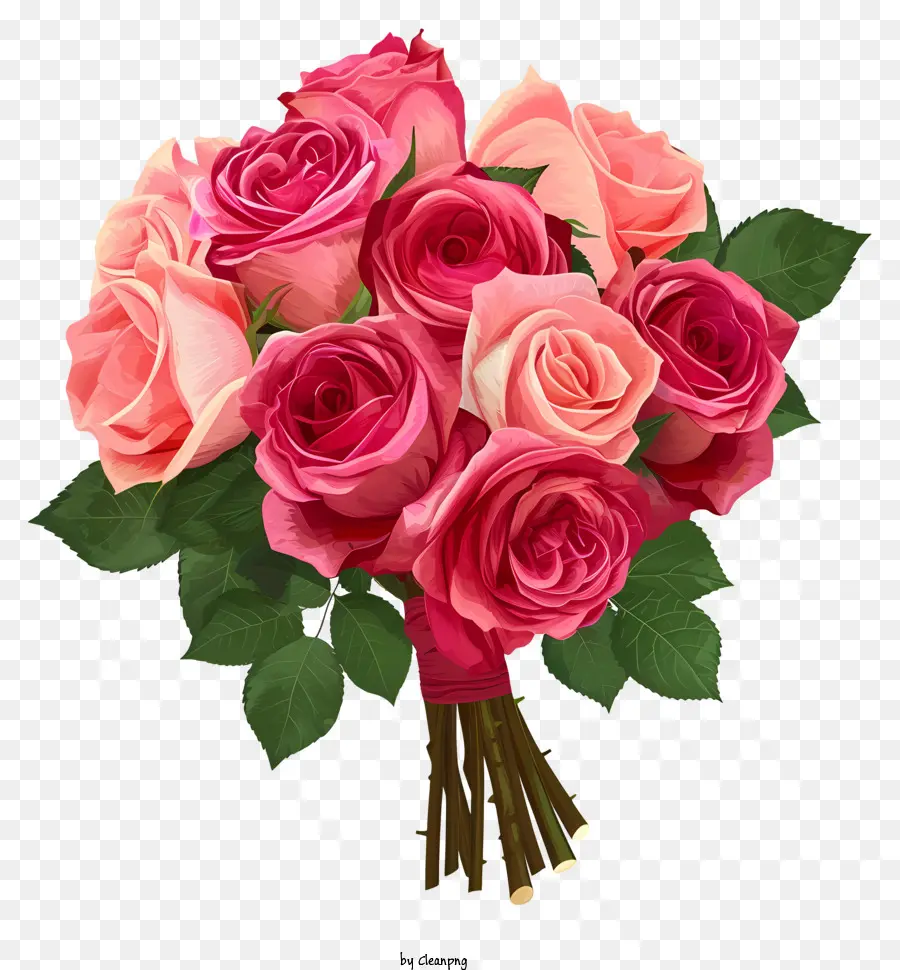 Valentine Rose Bunch Floral Art，Rosas Cor De Rosa PNG
