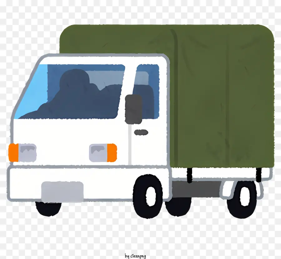 Caminhão Com Lona Verde，Caminhão Pintado De Branco PNG