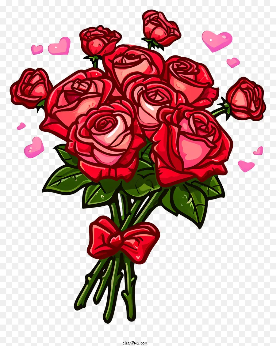 Cartoon Valentine Rose Bunch，Rosas Vermelhas PNG