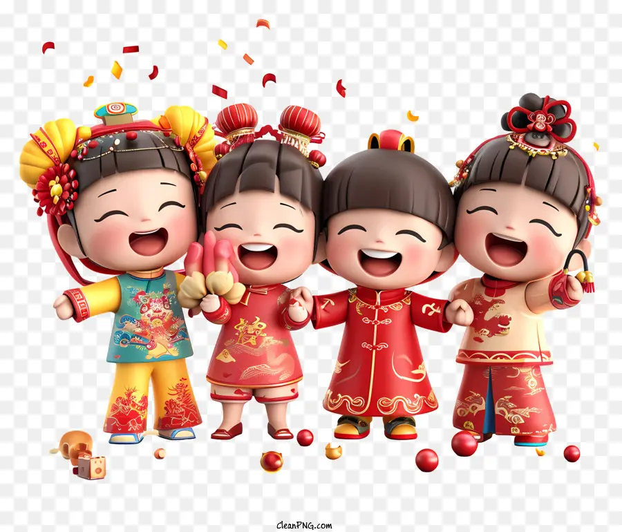 Ano Novo Chinês，Trajes Tradicionais Chineses PNG