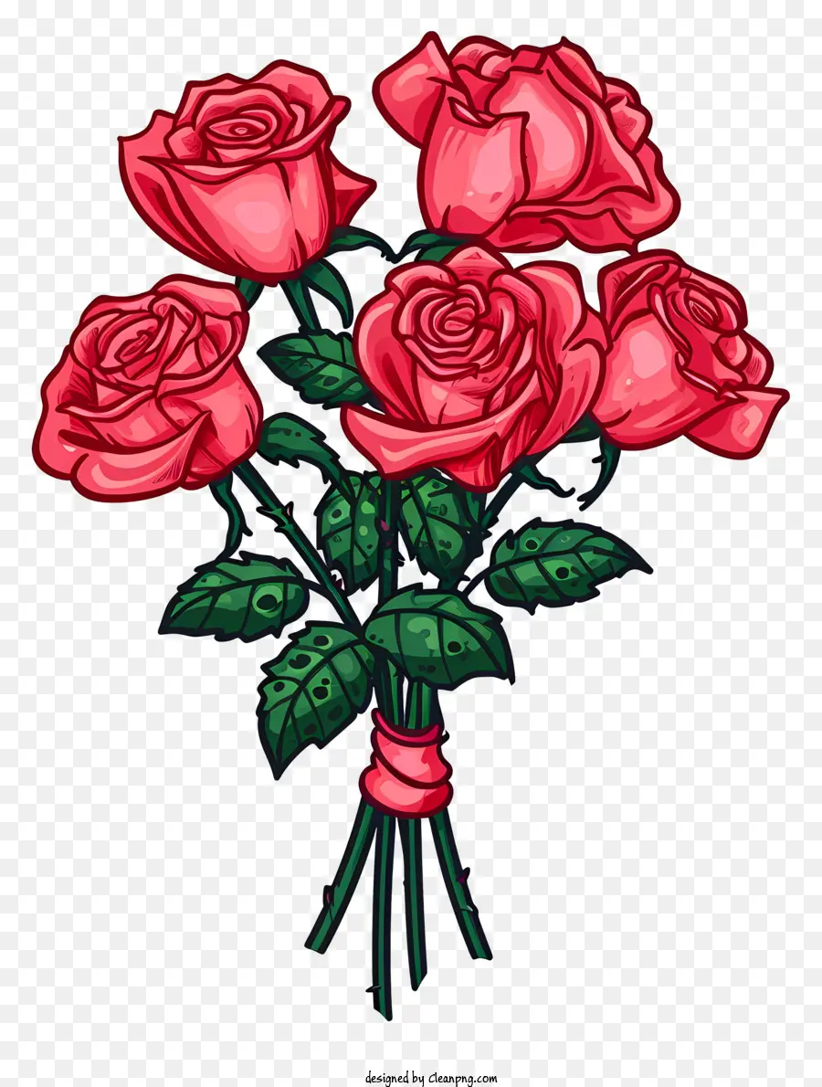 Cartoon Valentine Rose Bunch，Rosas Vermelhas Buquê PNG