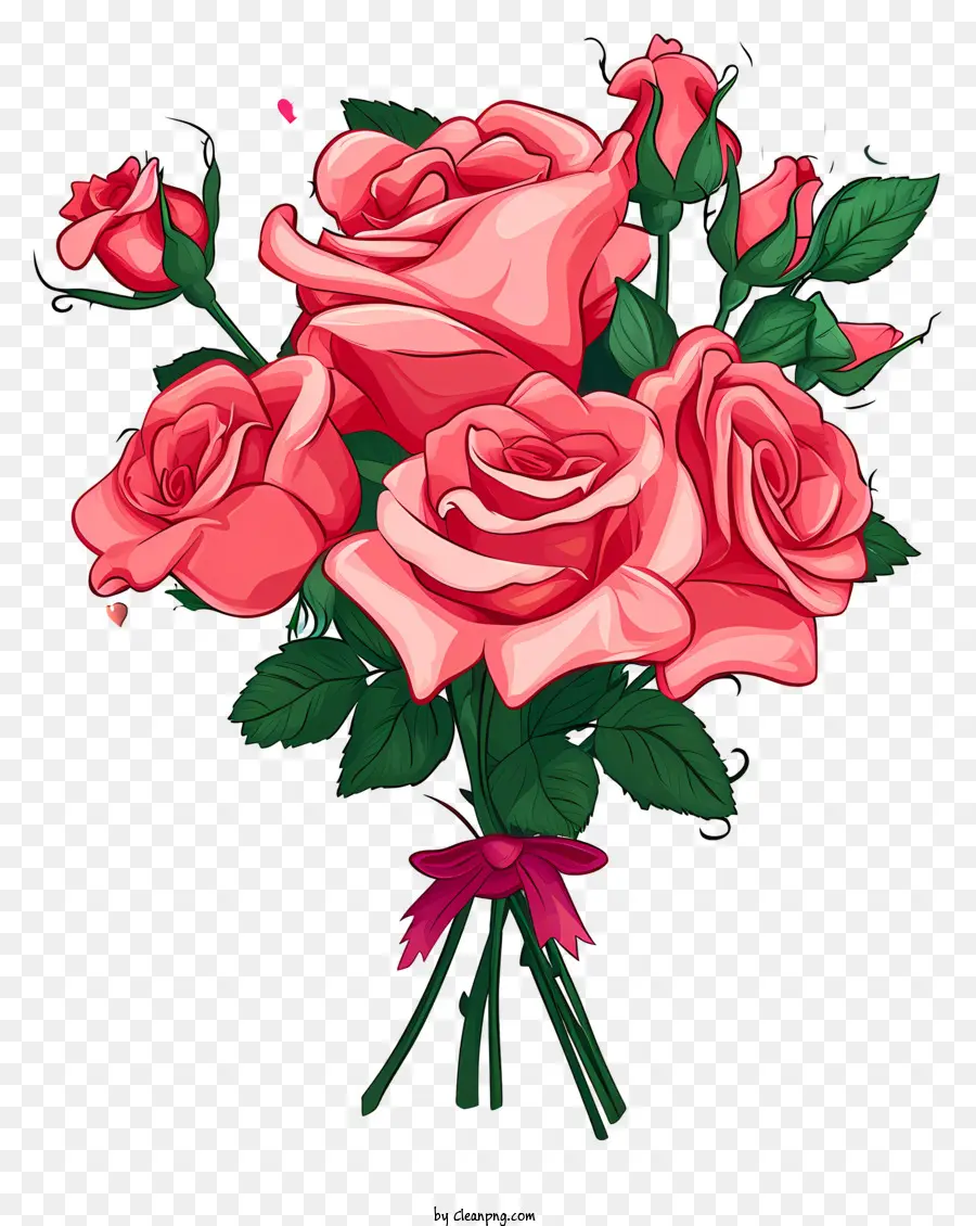 Cartoon Valentine Rose Bunch，Rosas Cor De Rosa PNG