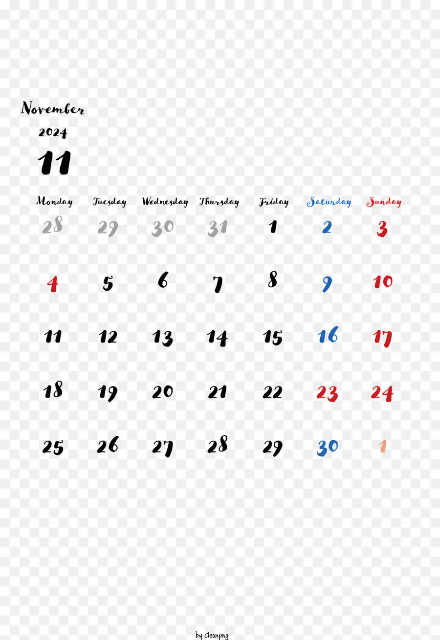 Calendário De Novembro De 2024，Calendário PNG