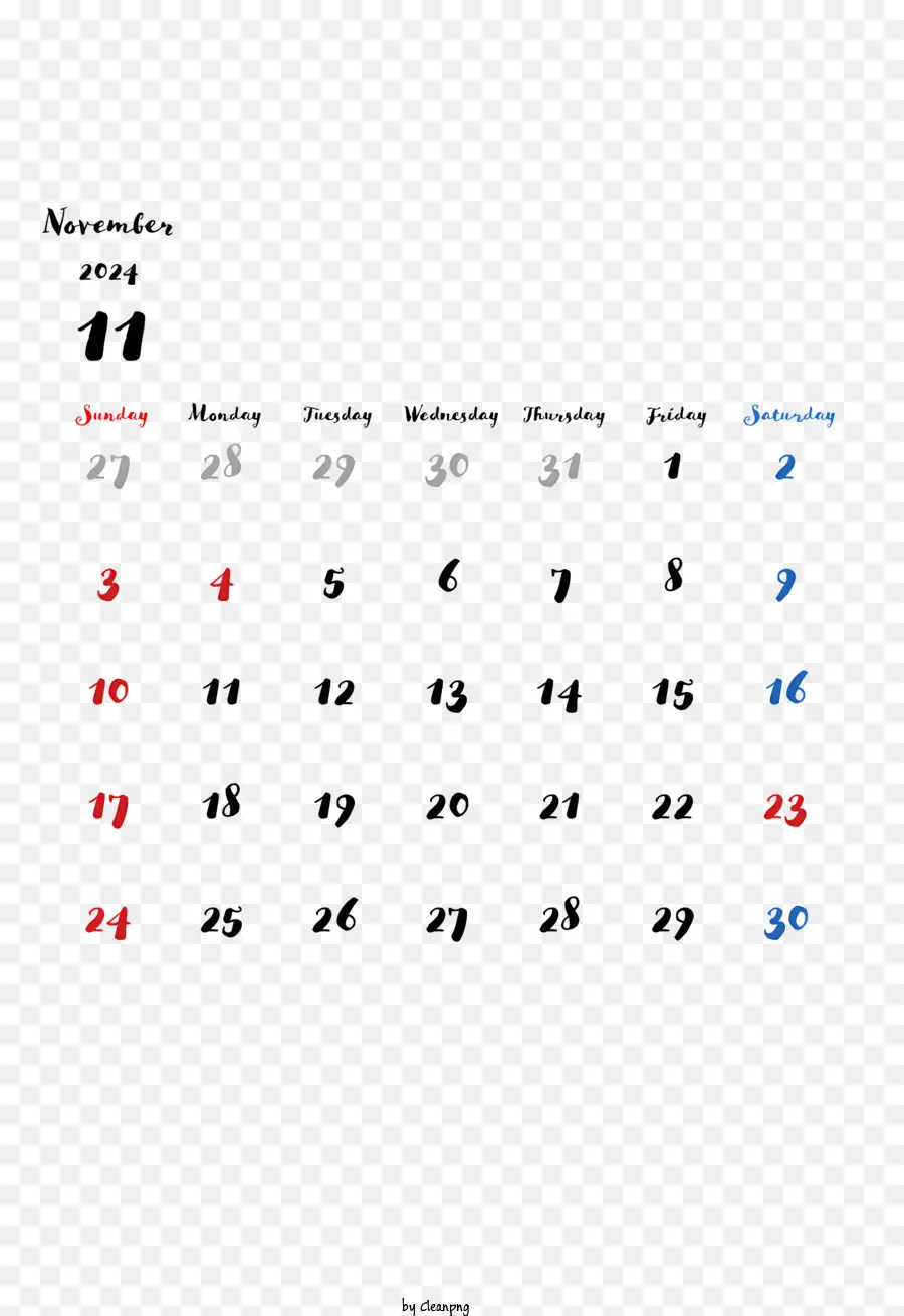 Novembro De 2024 Calendário，Calendário PNG