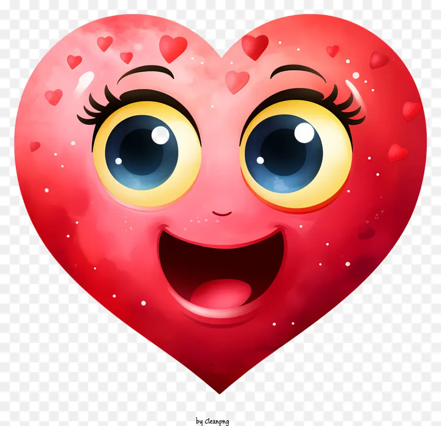 Emoji Em Aquarela Com Olhos De Coração，Felicidade PNG