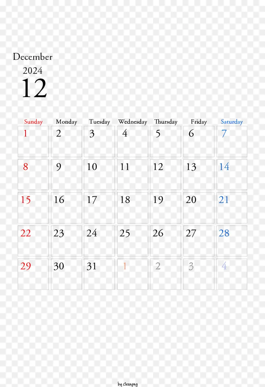 Dezembro De 2024 Calendário，Dezembro 2012 PNG
