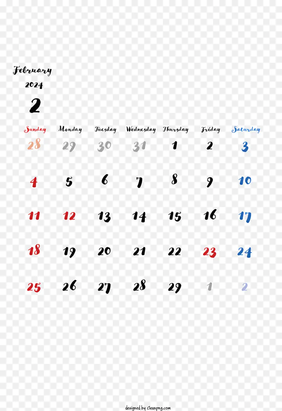 2024 Calendário，Fundo Branco PNG