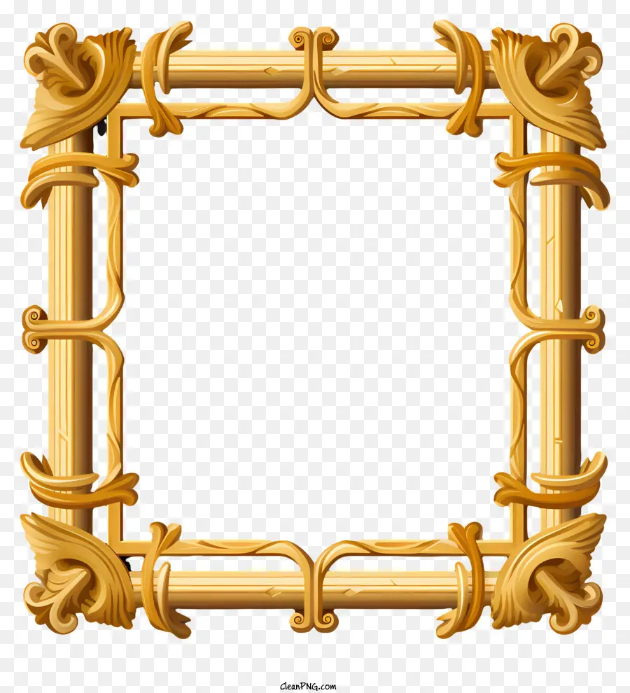 Pop Art Golden Frame，Retângulo Emoldurado Em Ouro PNG