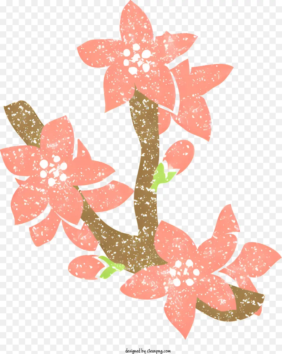 Ramo Florescente，Flores Cor De Rosa PNG