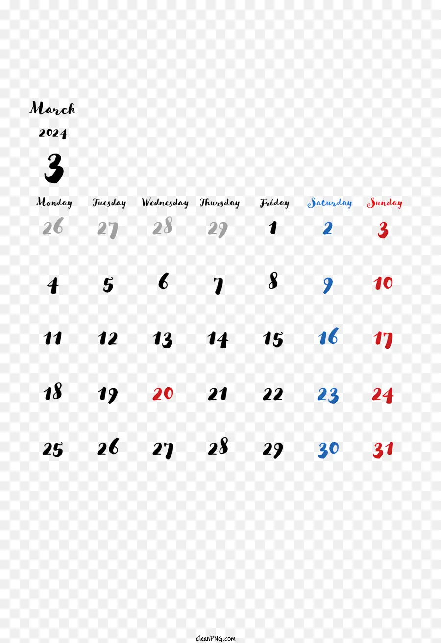 2024 Calendário De Março，Calendário De Fevereiro PNG