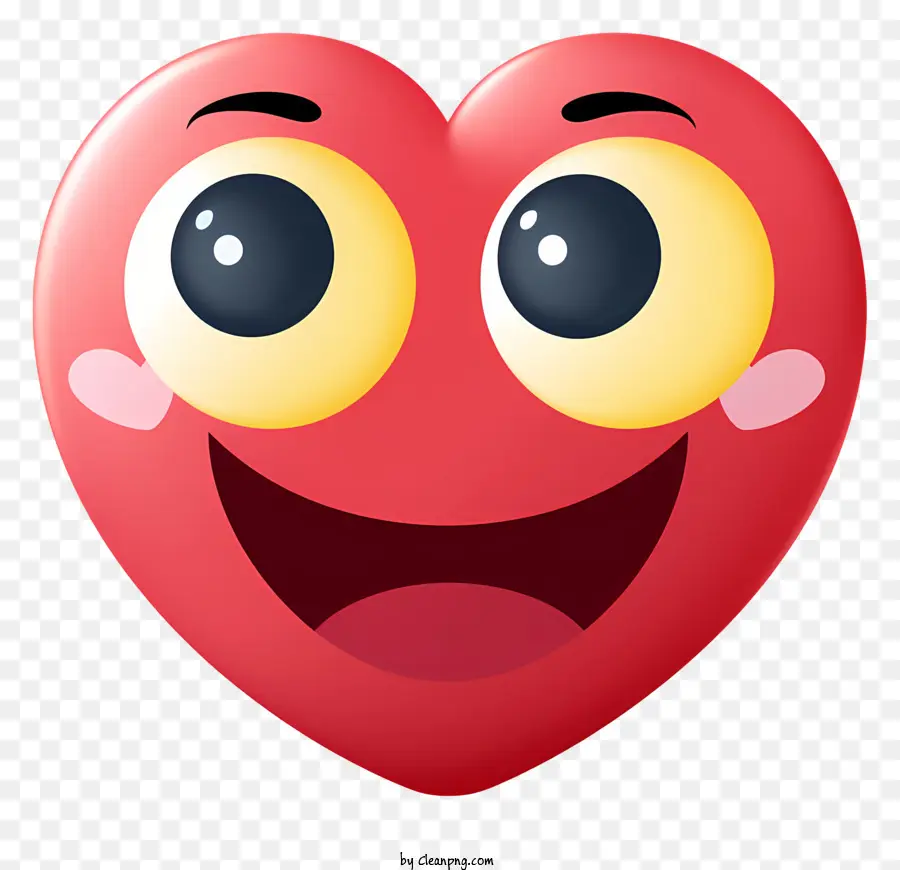 Emoji Plano Com Olhos De Coração，Coração Vermelho PNG