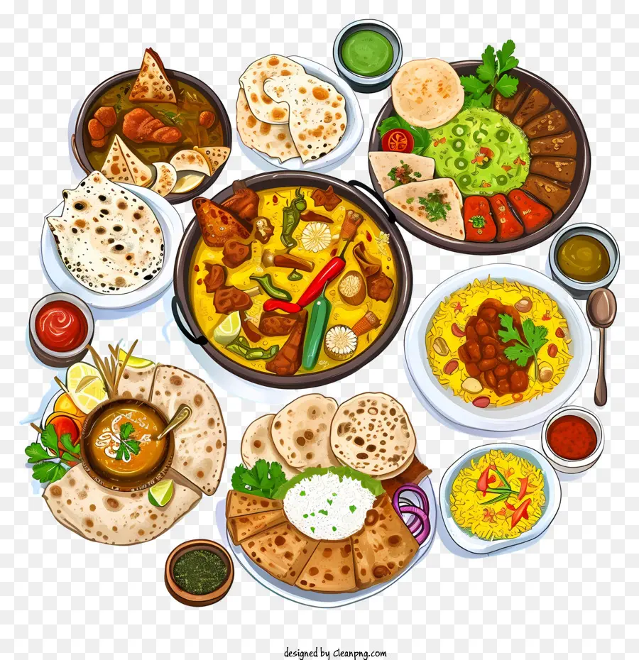 A Culinária Da Índia Ilustra，Comida Indiana PNG