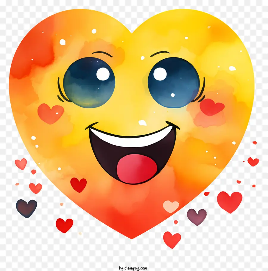 Emoji Em Aquarela Com Olhos De Coração，Cartoon Coração PNG