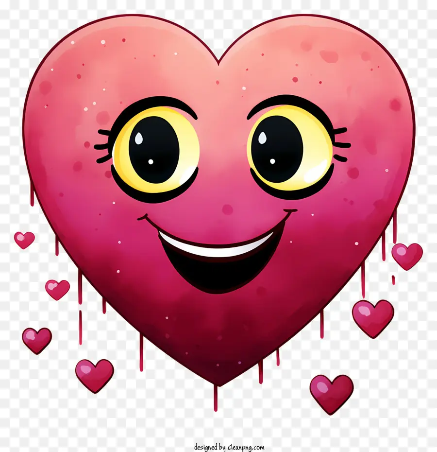 Emoji Em Aquarela Com Olhos De Coração，Sorrindo Coração PNG