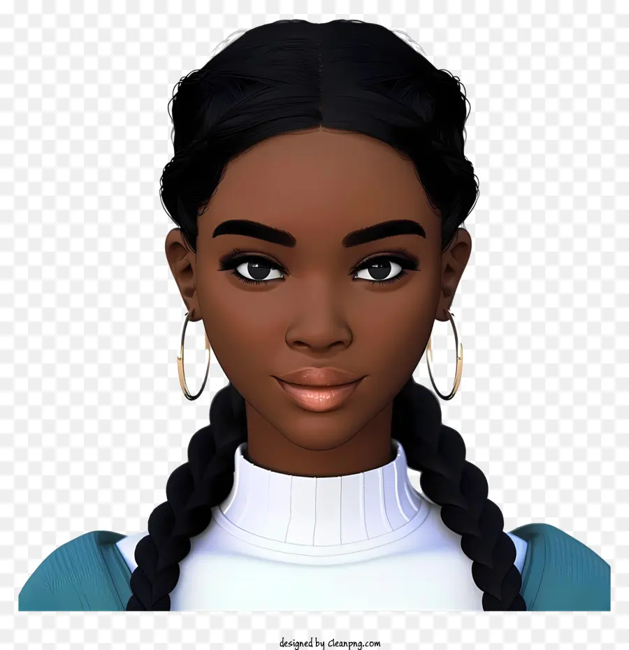 Garota Negra 3d Realista，Mulher Com Cabelo Encaracolado PNG