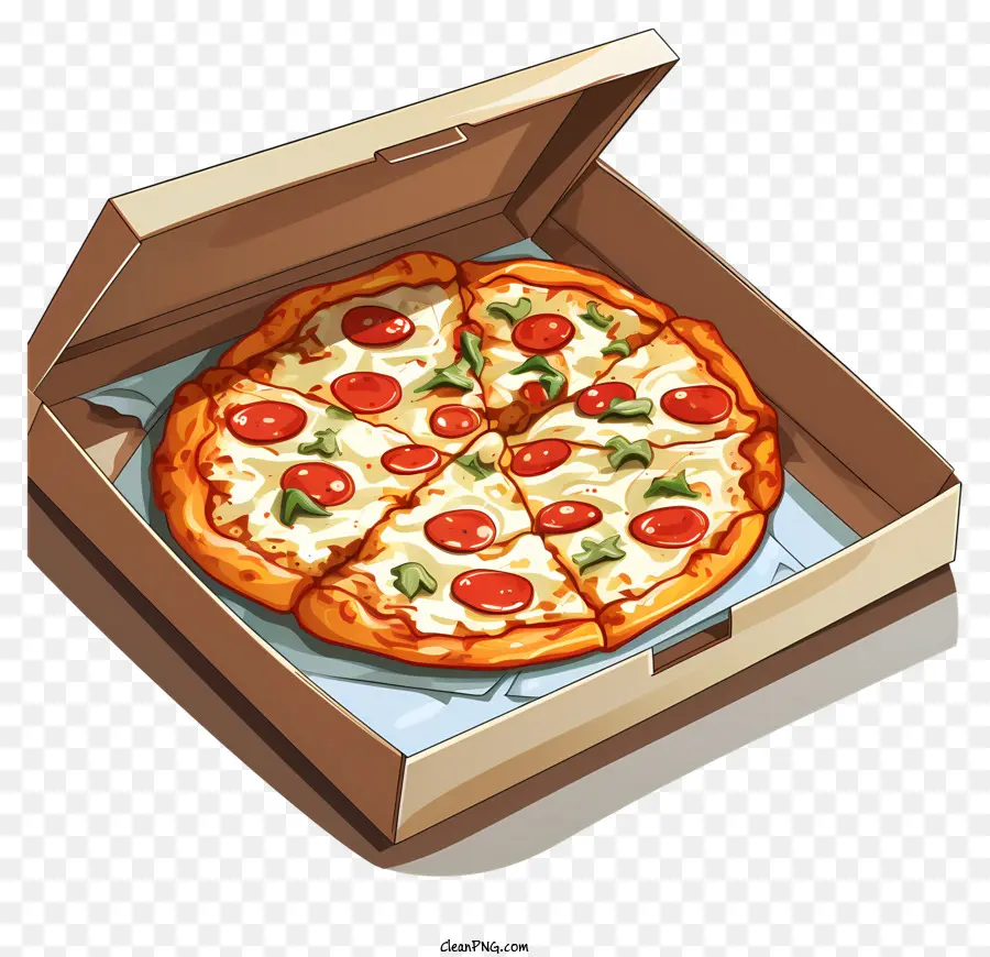 Pizza De Estilo De Esboço Em Caixa Aberta，Pizza PNG