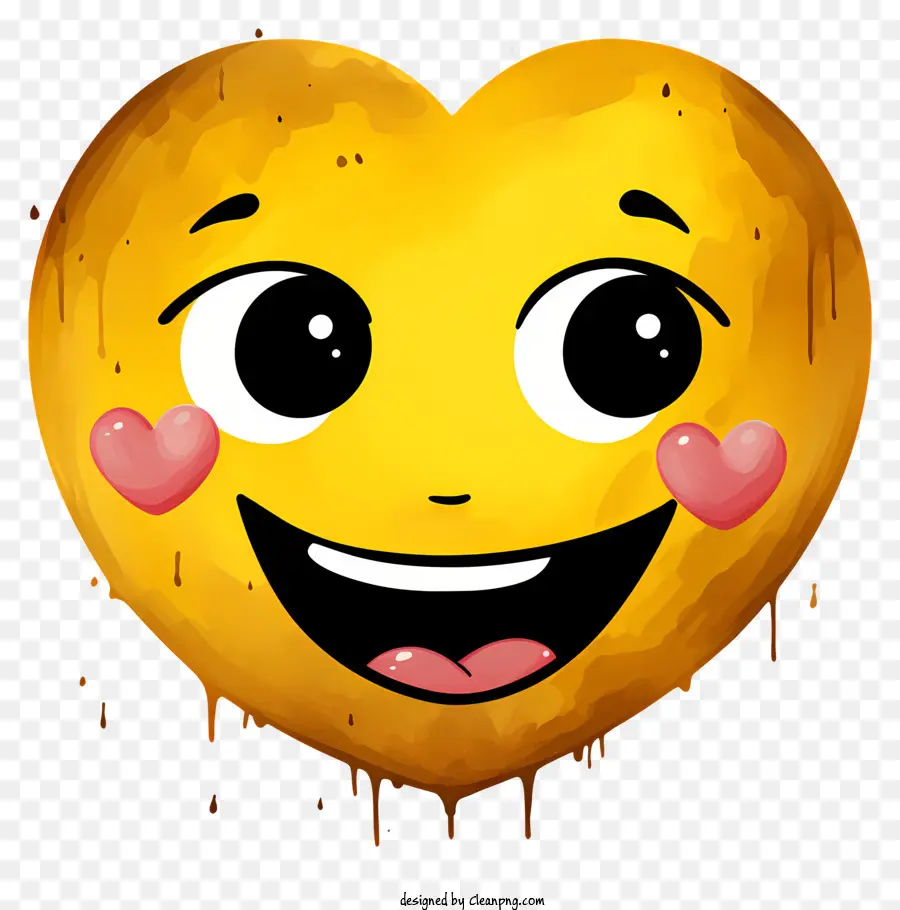 Emoji Em Aquarela Com Olhos De Coração，Cartoon Coração PNG