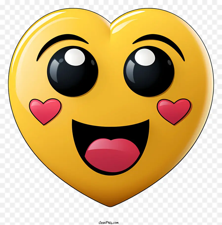 Emoji Com Olhos De Coração，Emoji Do Coração Amarelo PNG