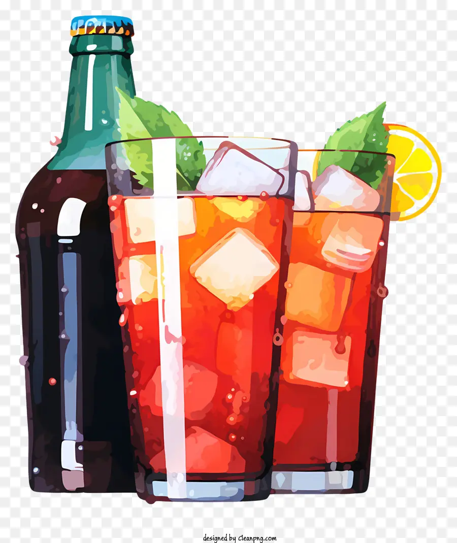 Refrigerante Em Aquarela，Bebida Frutada Vermelha PNG
