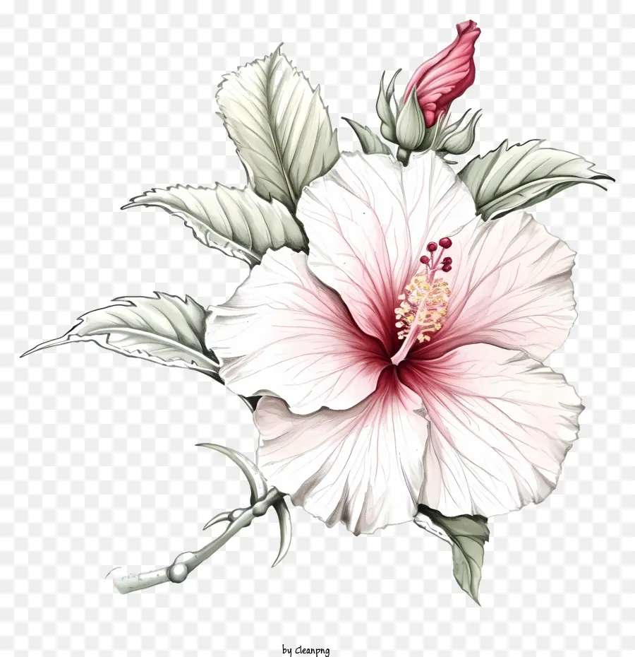 Rose De Sharon Desenhada à Mão，Flor Branca PNG