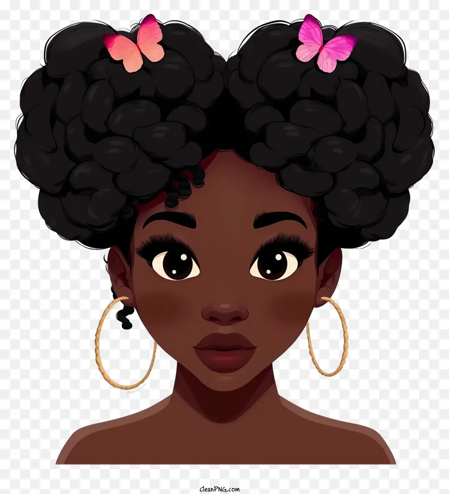 Emoji De Garota Negra，Penteado De Rabo De Cavalo PNG