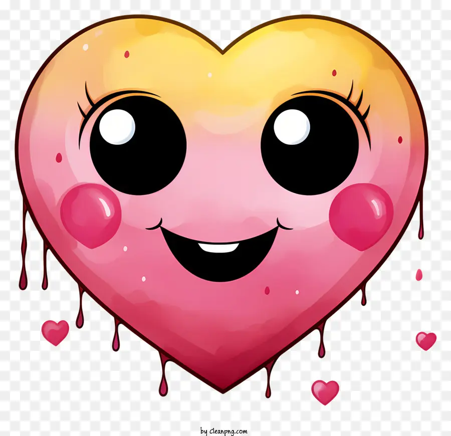 Emoji Aquarela Com Olhos De Coração，Rosto Coração Amarelo PNG