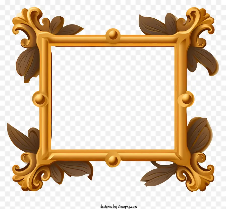 Quadro Dourado Plano，Quadro Dourado Ornamentado PNG