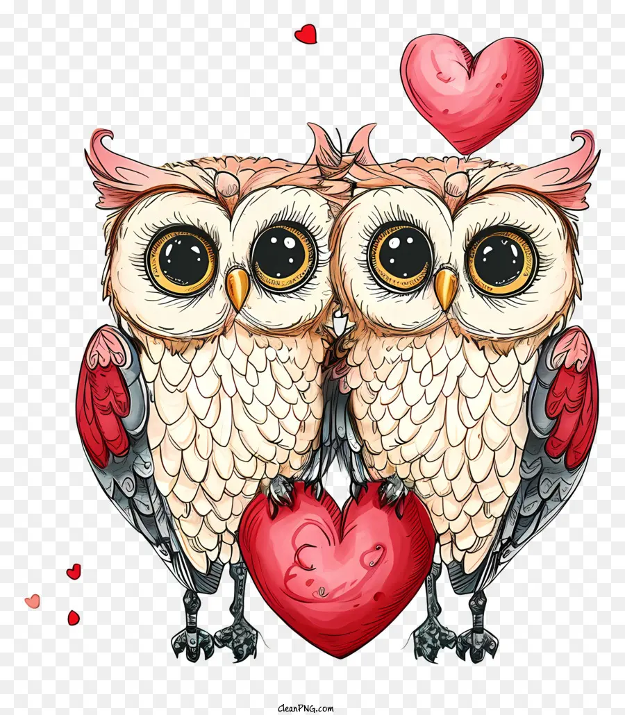 Doodle Valentine Owl，Coruja Arte PNG