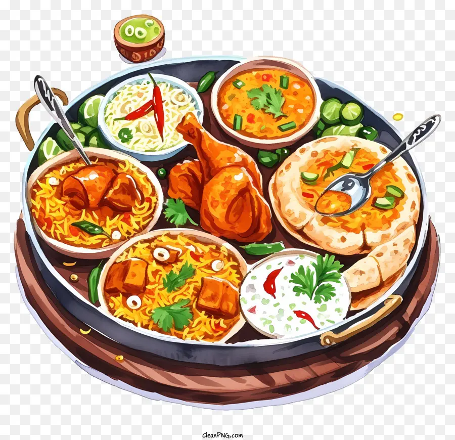 A Aquarela Da Índia Cozinha，Comida Indiana PNG