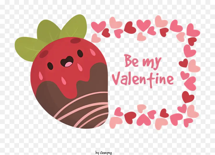 Be My Valentine，Morango Coberto De Chocolate PNG