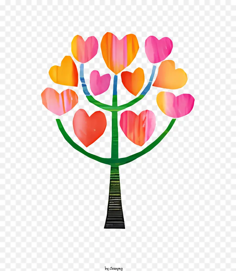árvore De Corações，Corações Multicoloridos PNG