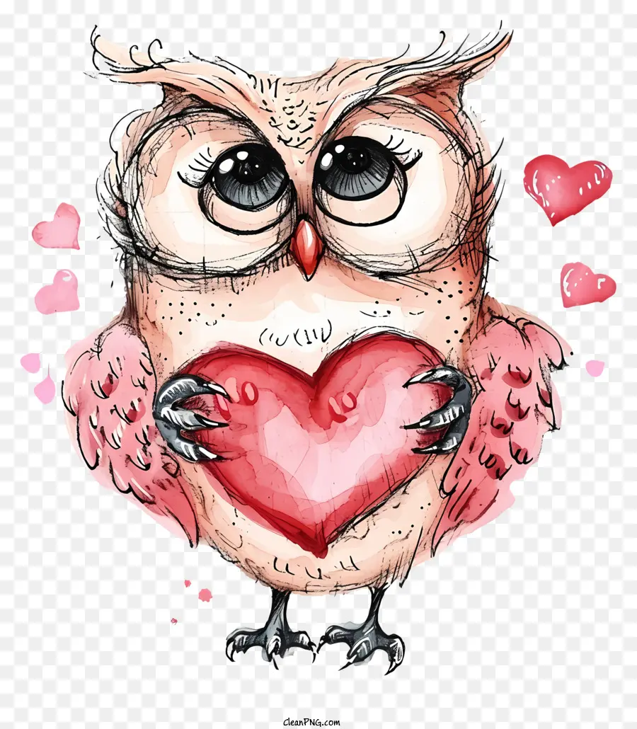 Doodle Valentine Owl，Cartoon Coruja PNG
