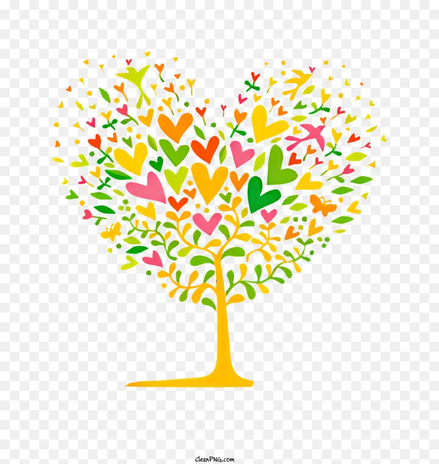 Árvore Feita De Corações，Corações Interconectados PNG