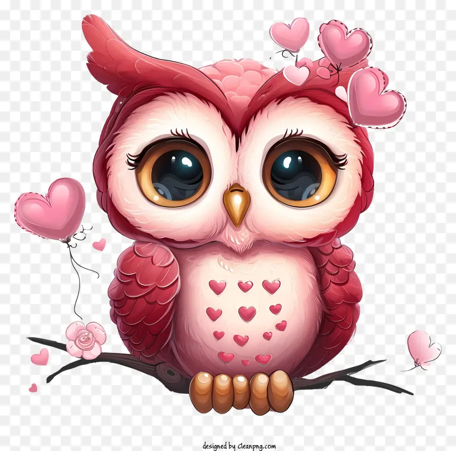Cartoon Valentine Owl，Cor De Rosa Coruja PNG