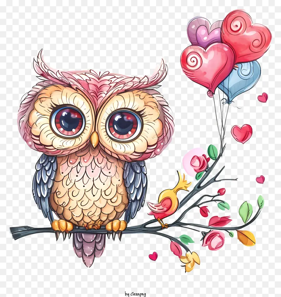 Doodle Valentine Owl，Bonito Coruja PNG