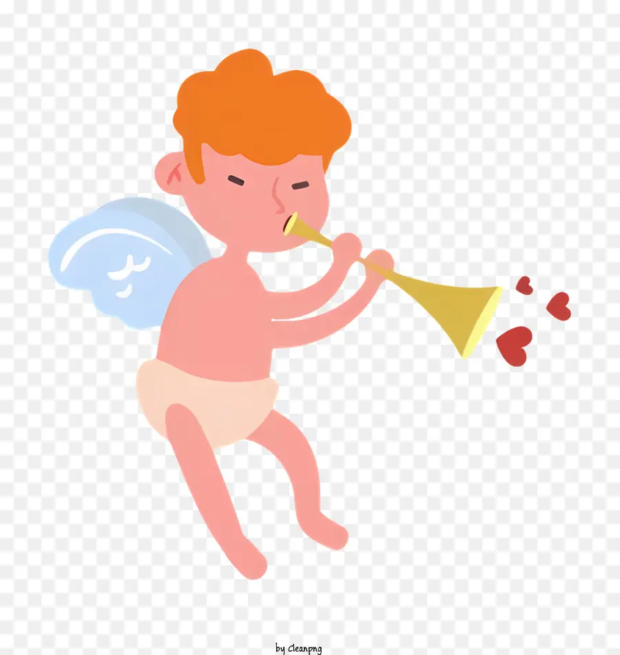 Cartoon Cupido，Angel Tocando Trompete PNG
