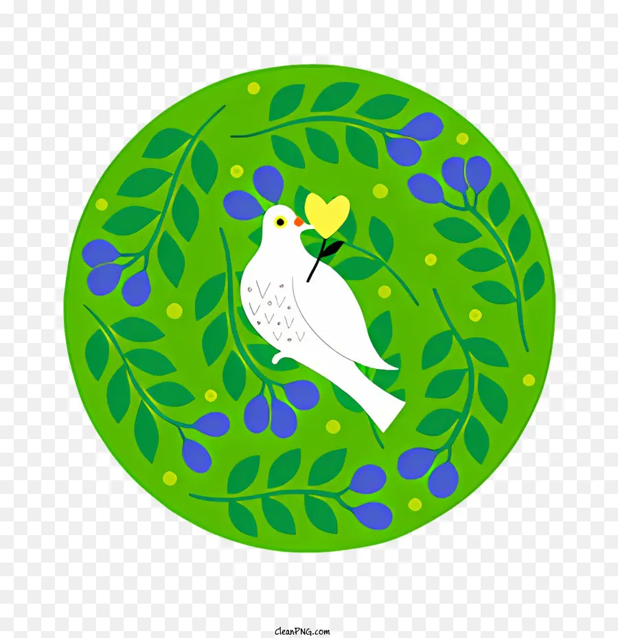 Pomba Branca，Quadro Circular Verde PNG