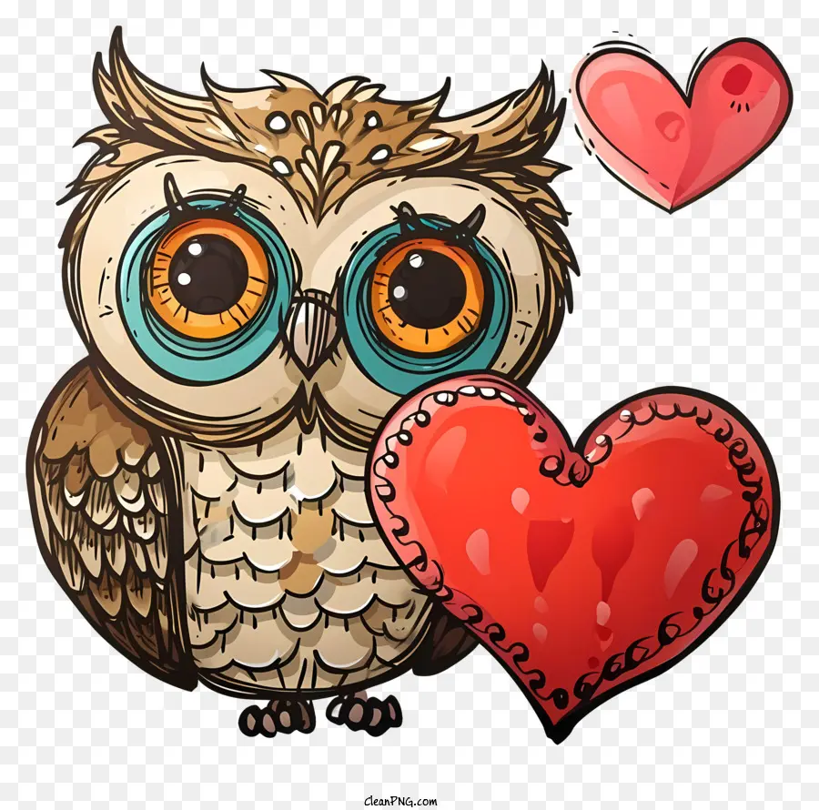 Cartoon Valentine Owl，Bonito Coruja PNG